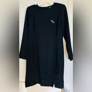 Elegant Wool Long Sleeve Black Dress 10P 8P